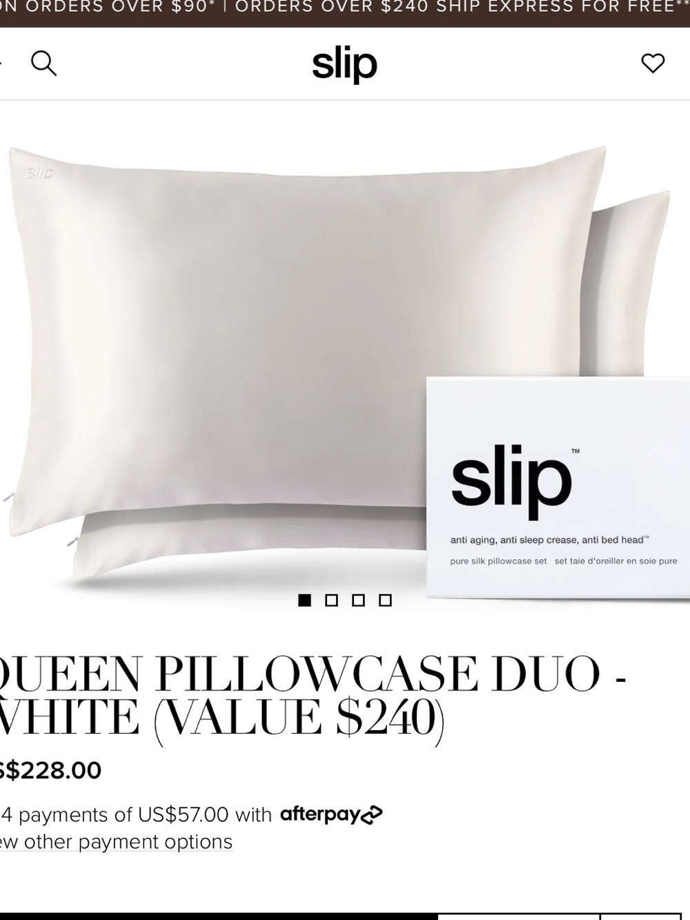 X2 Slip Silk Pillowcase in White